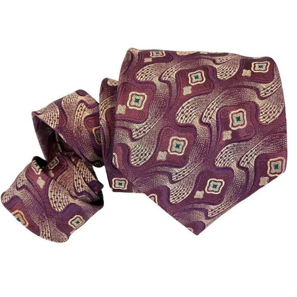 Polo Ralph Lauren For  Neiman Marcus Men's Silk Neck Tie Purple Abstract USA - Picture 1 of 8